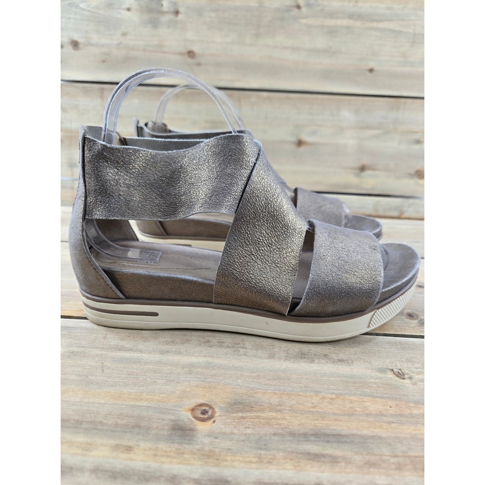 Eileen Fisher Sport Suede Sneaker Sandal Metallic Gold Platinum Size 8 Comfort